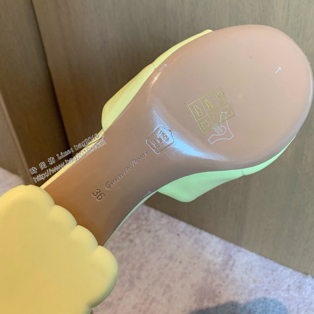Gianvito Rossi專櫃款中跟拖鞋 定制羊皮女士拖鞋 dx3591
